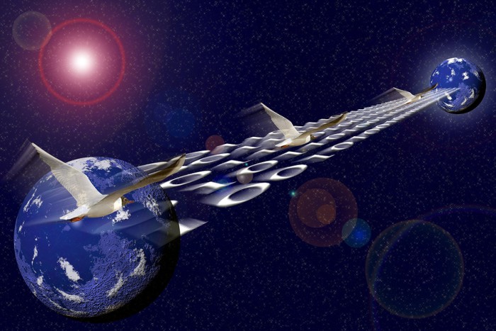 an illustration of data transfer over the internet.